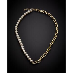 Juvell 18k Plated Pearl Link Necklace - One Size